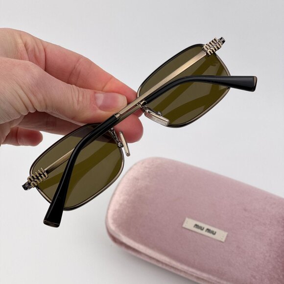 Miu Miu Women’s Rectangle Sunglasses – Old Gold Brown Model MUA53S 26C09Z main image 9